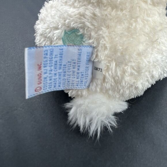 Baby GUND Funny Bunny Plush Rattle Toy Yellow and White Bow EUC - Picture 5 of 8